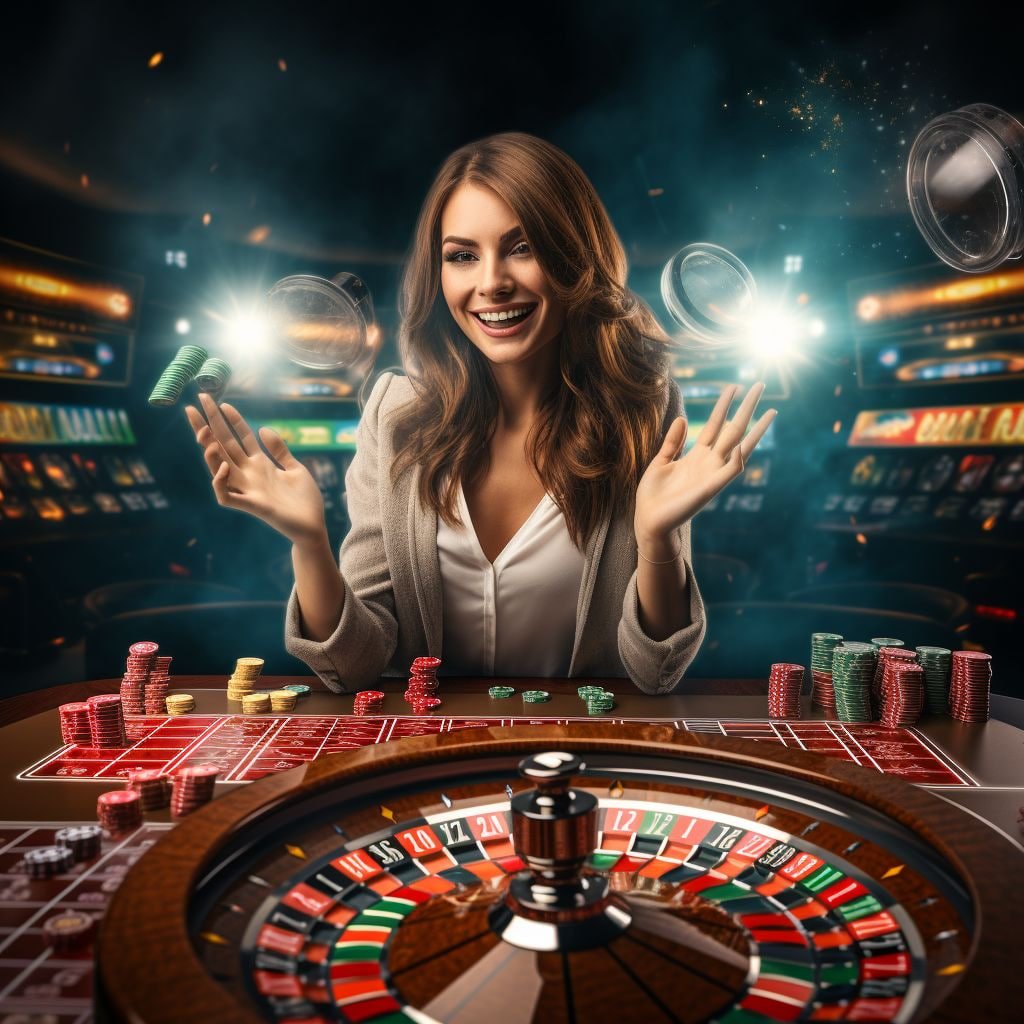 Meja roulette langsung dengan roda berputar dan dealer profesional